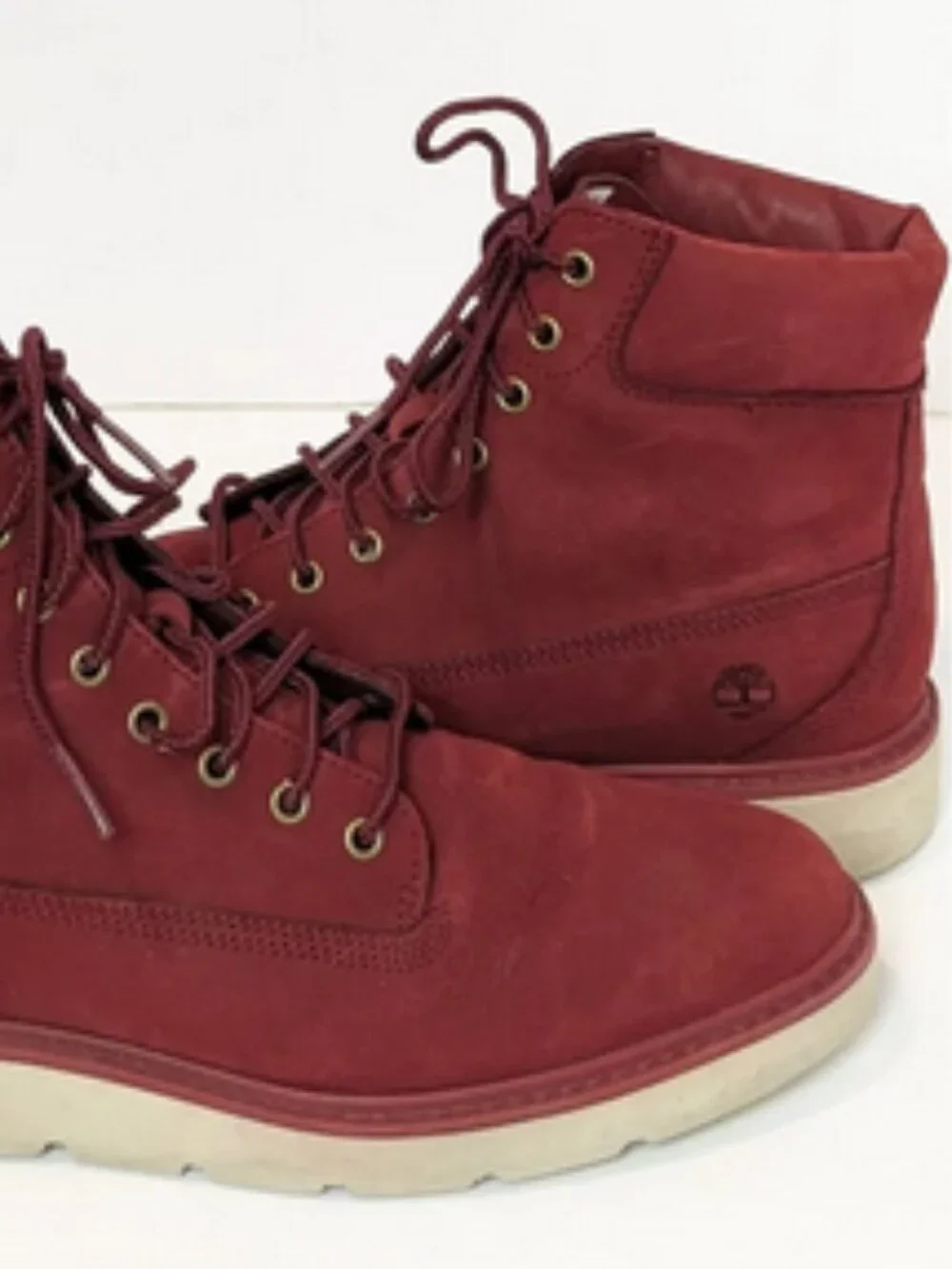 Timberland Kenniston Red Maroon Moto Lace Up Genuine Nubuck Leather Boots